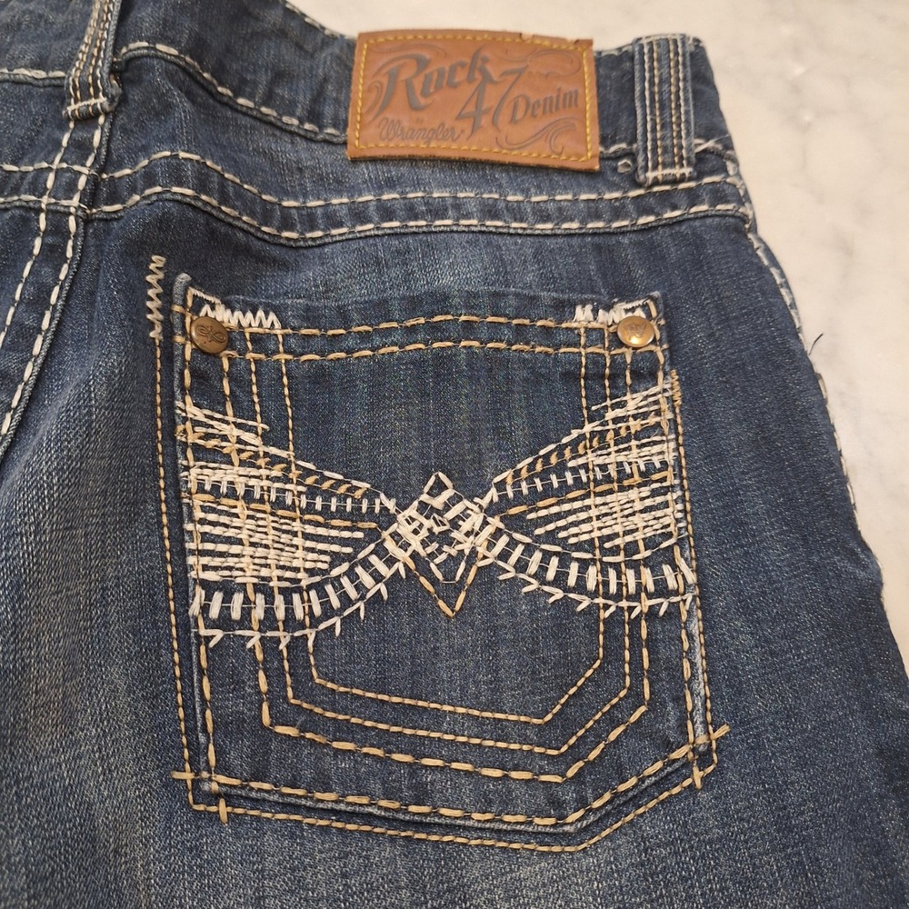 Wrangler Rock 47 Jeans Mens 33x32 Blue Relaxed Bootcut Western Rodeo MRR47GP